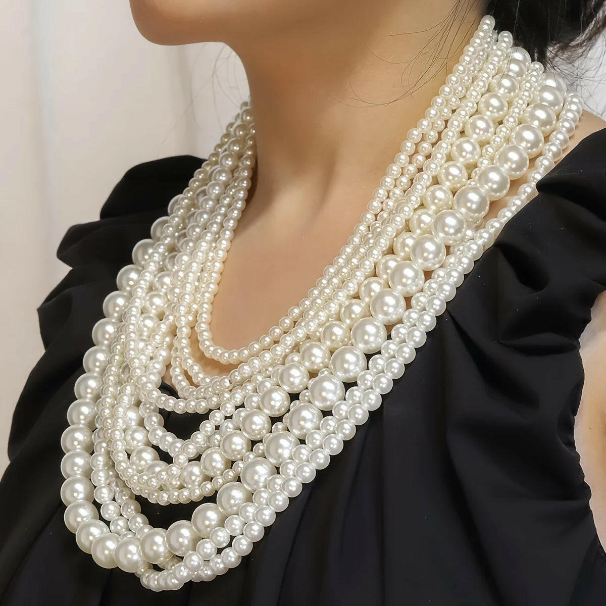 Elegent Multilayer Faux Pearl Crystal