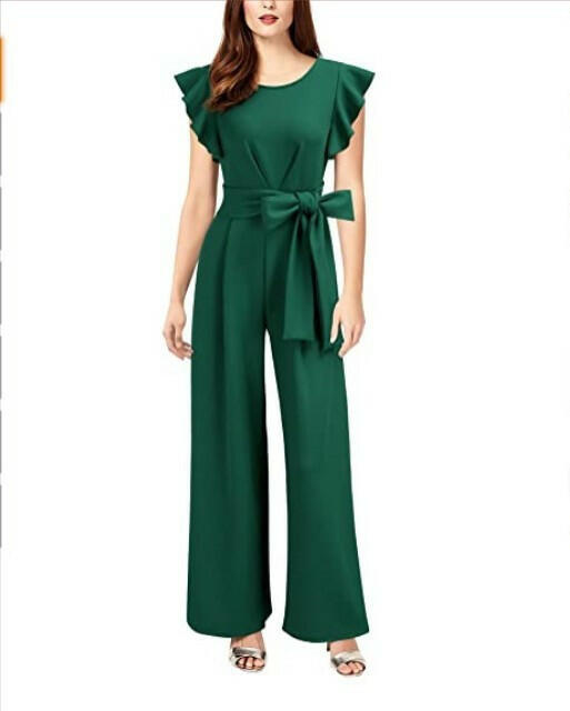 Sleeveless Ruffled Waist Wide Leg Jumpsuit.