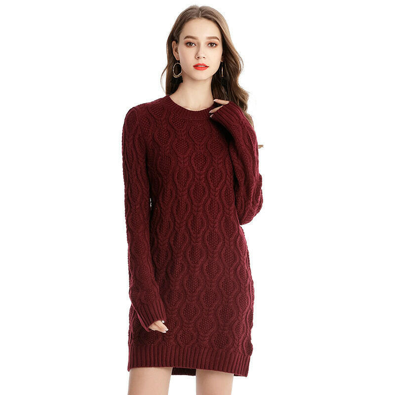 Mid-length knitted dress.