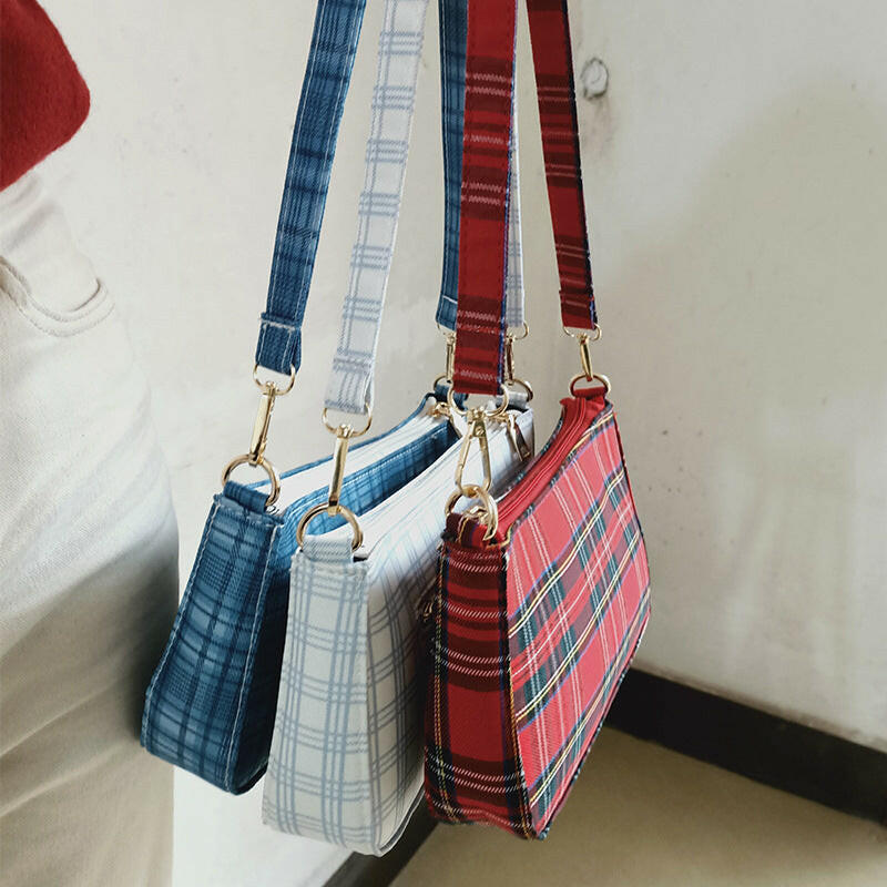 Vintage Retro Bags Designer Ladies Handbag French Plaid.