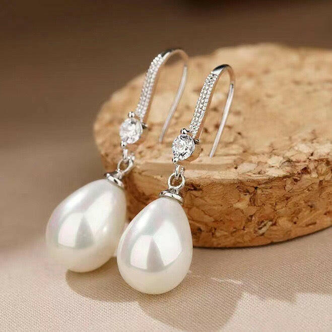 shell pearl group set with long earrings