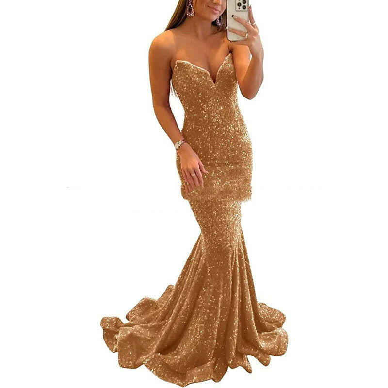 Sequin Evening Dresses For Women Formal  Long Prom Party Gowns.