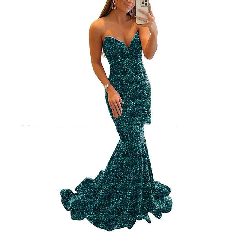 Sequin Evening Dresses For Women Formal Sexy Long Prom Party Gowns.