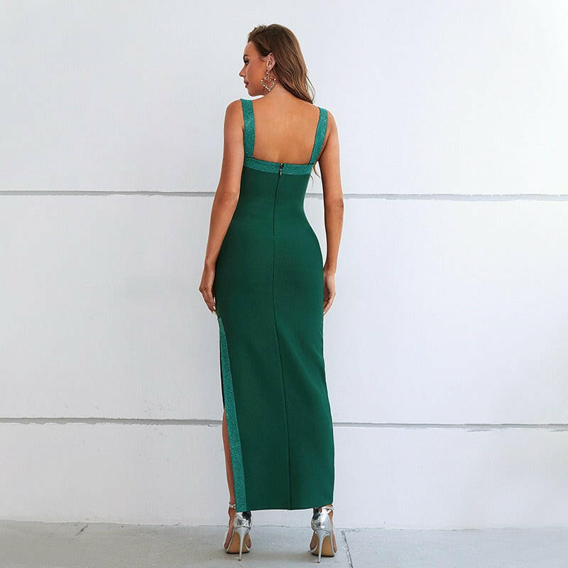 Halter long dress split dress.