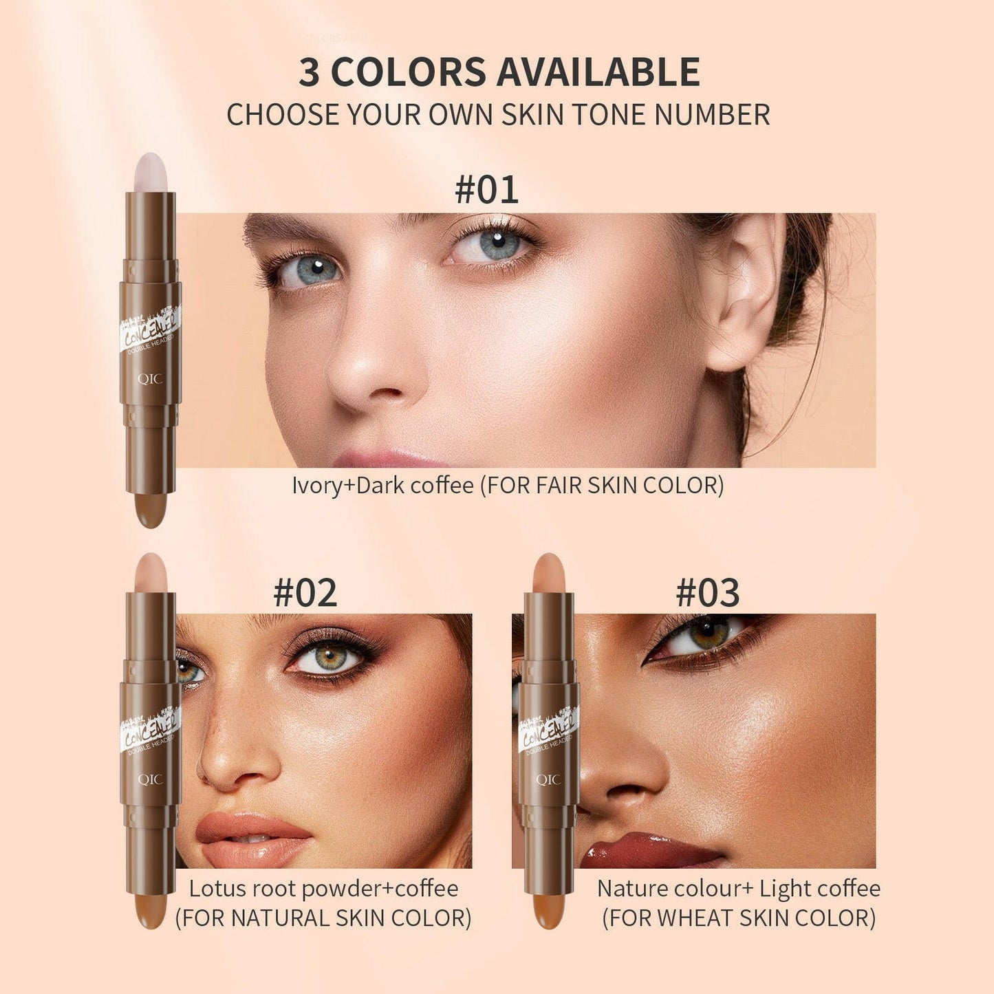 Double-ended Highlighter Nose Shadow Glitter Foundation Concealer Pen Long Lasting Dark Circles Corrector Contour Stick Makeup.