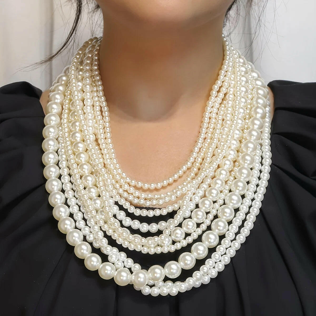 Elegent Multilayer Faux Pearl Crystal