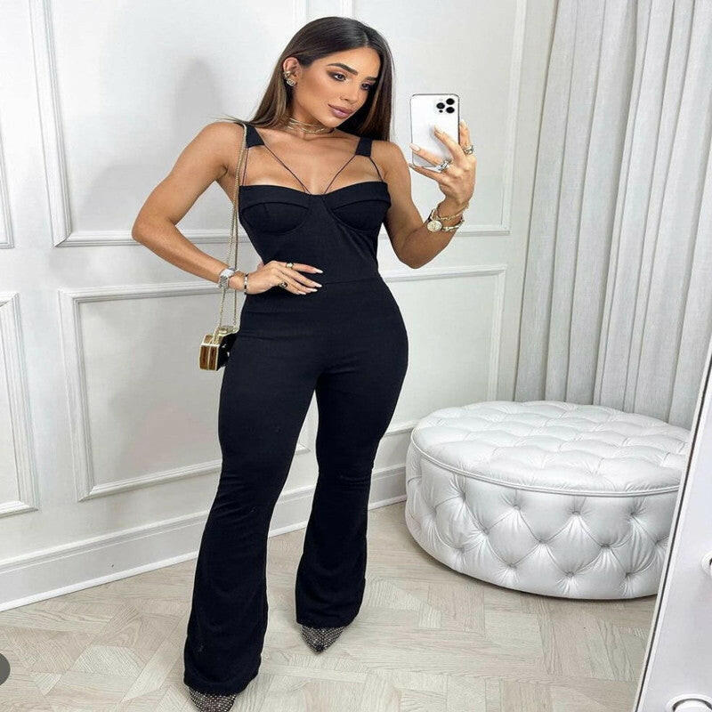 Bandage Jumpsuit Backless High Street Jumpsuit.