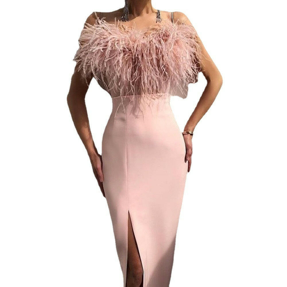 Women's Suspender Feather Dress.