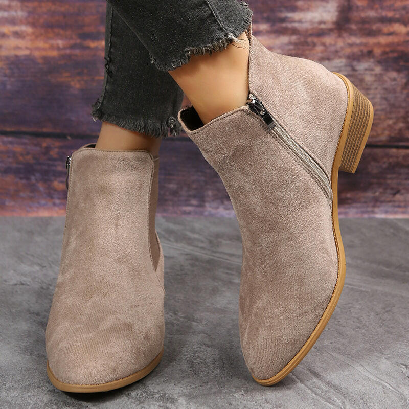 Pointed Suede Elastic Band, Thick Heel Casual Single Shoes For Women.