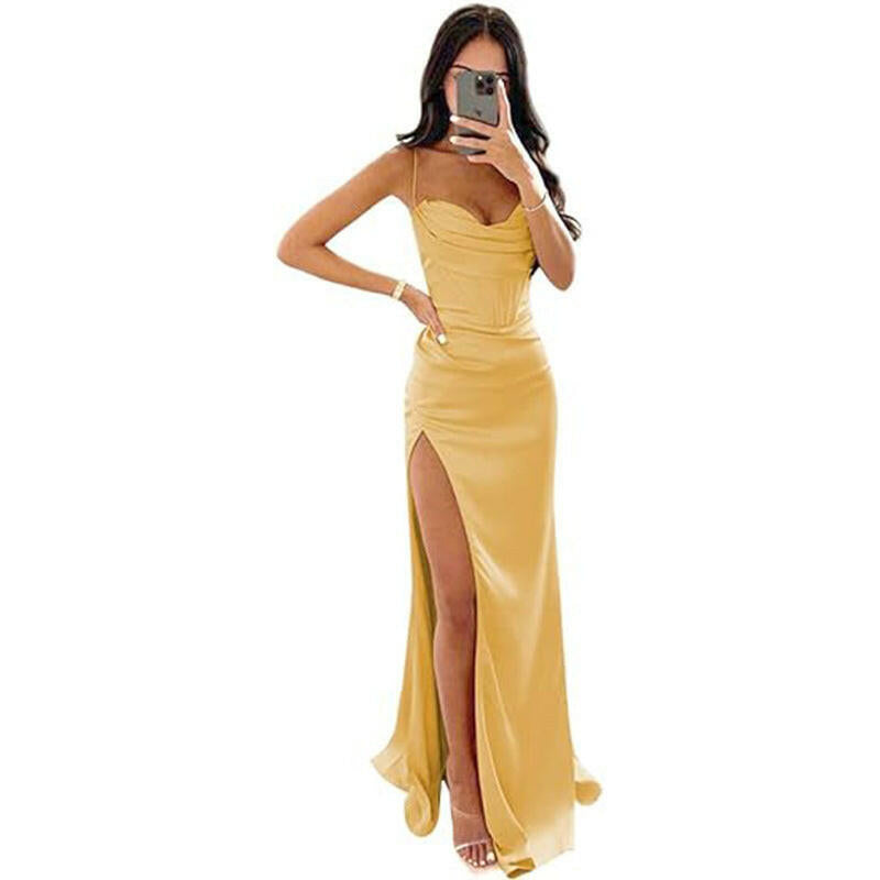 European And American Women's Clothing Sleeveless Camisole Evening Dress.