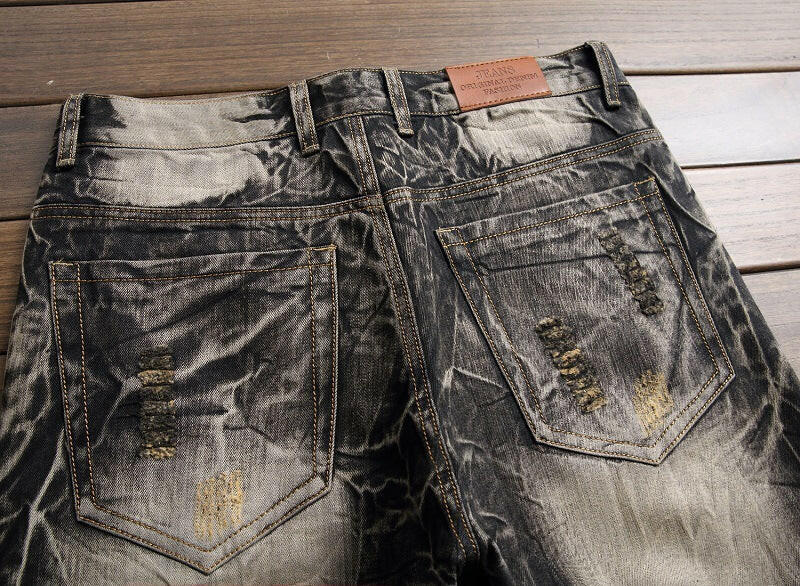 Embroidered jeans.