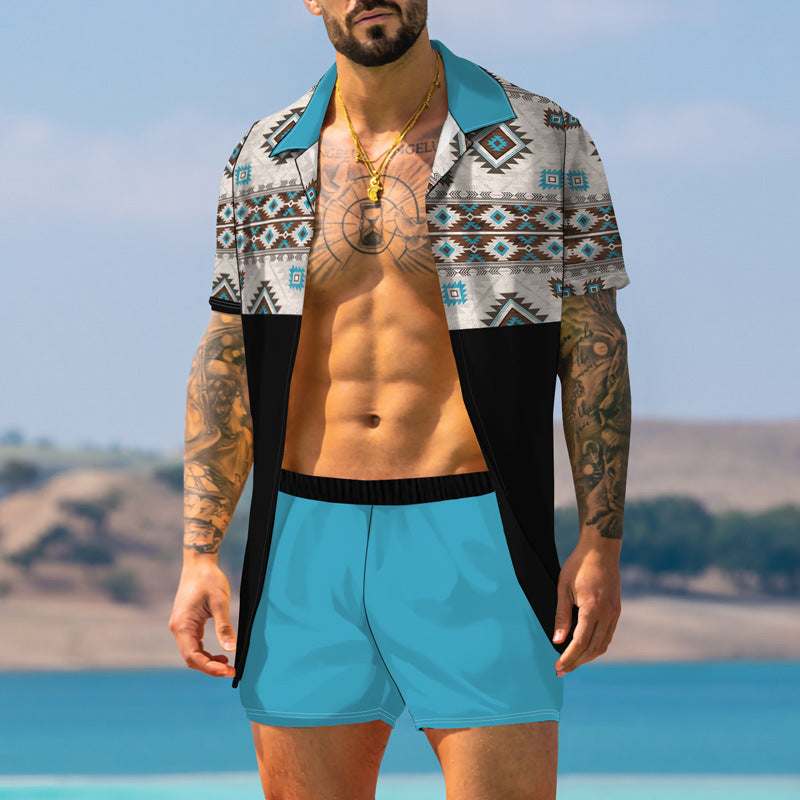 Retro Printed Trendy Shirt Suit For Men.