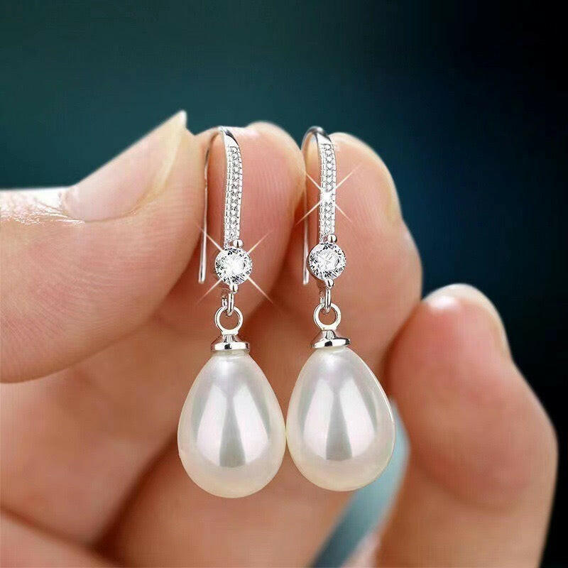 shell pearl group set with long earrings