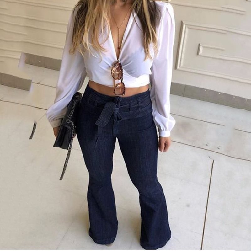 Women's Jeans High Waist Denim Flare Pants.