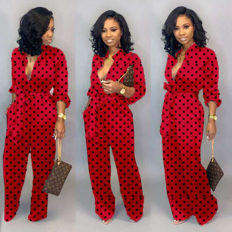 Polka dot jumpsuit.