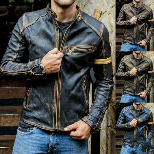 Motorcycle Leather Jacket For Men.