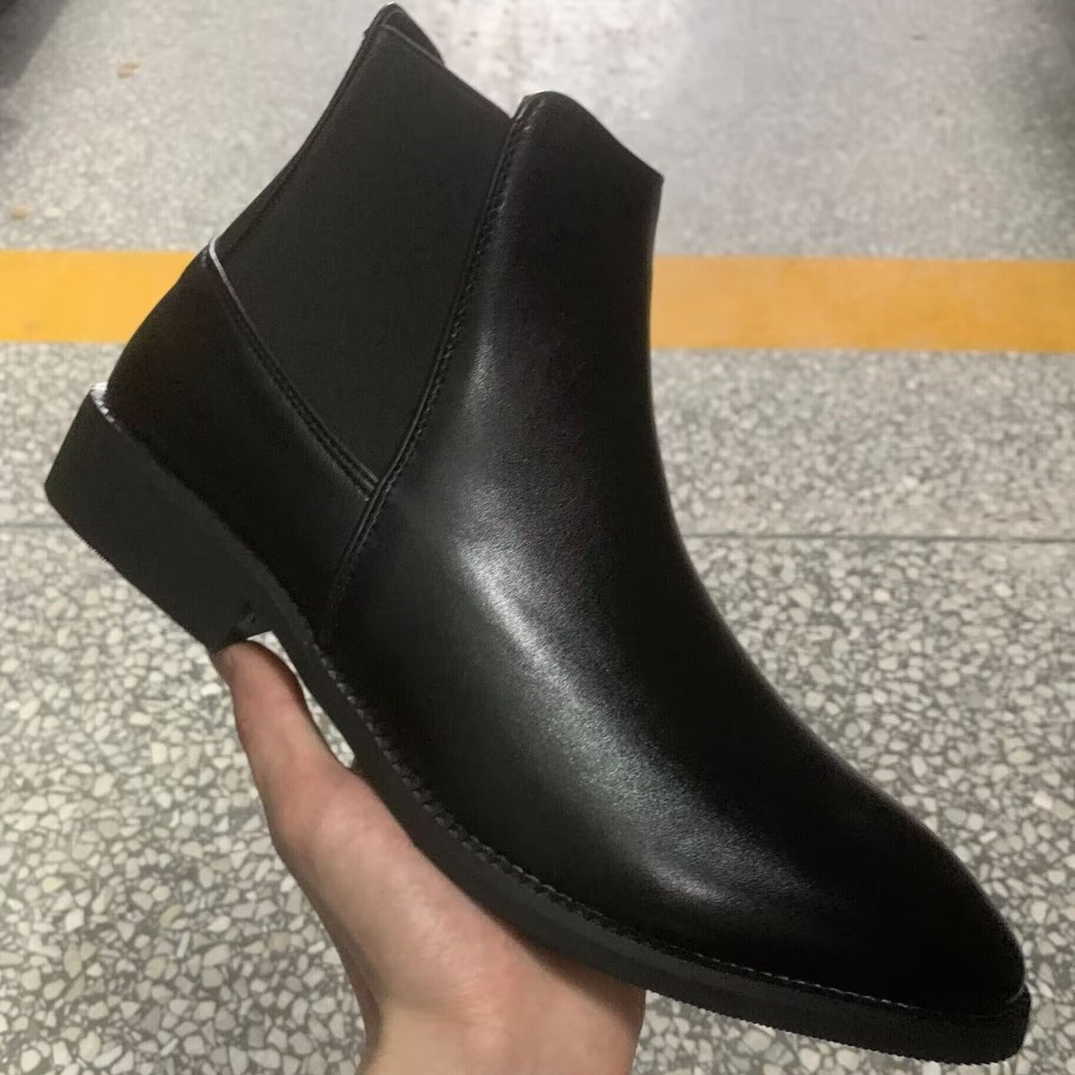 Korean Style Middle High Top Business Formal Wear Plus Size Leather Boots.