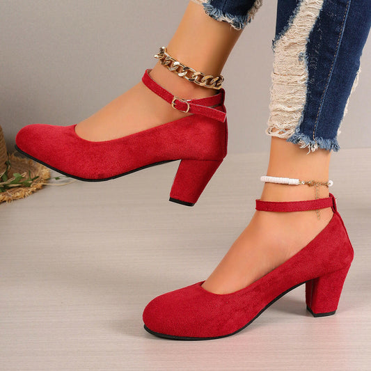 Oversized Shoes Women's High Heels Round Toe Suede.