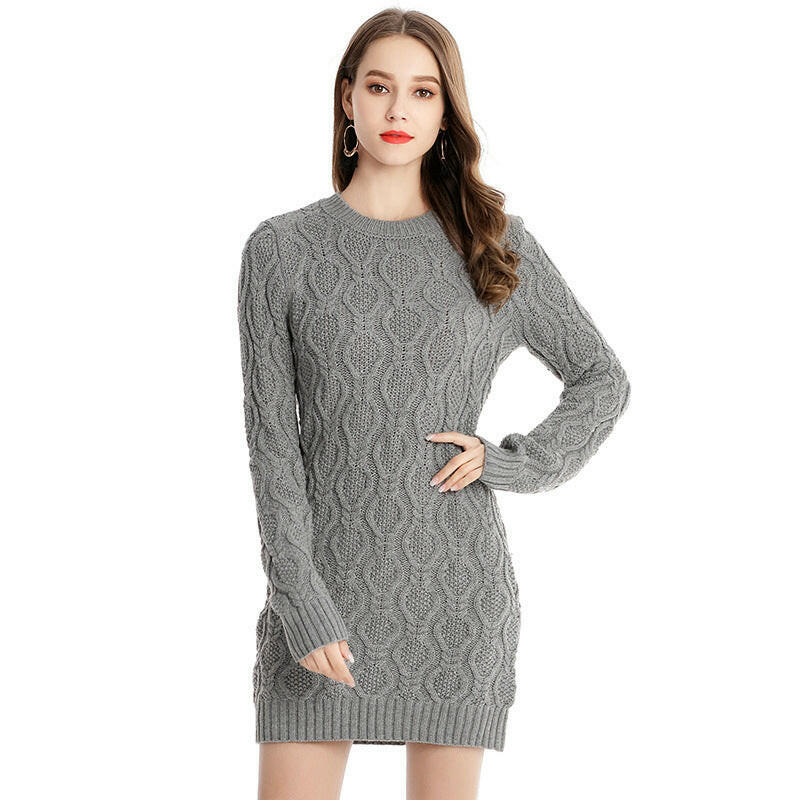 Mid-length knitted dress.