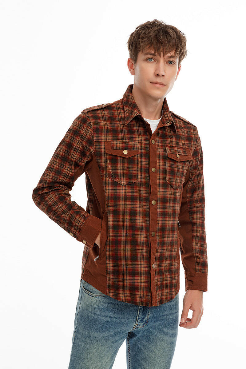 Men Plaid Jacket Casual Autumn Winter Jacket Men Slim Fit Jacket.