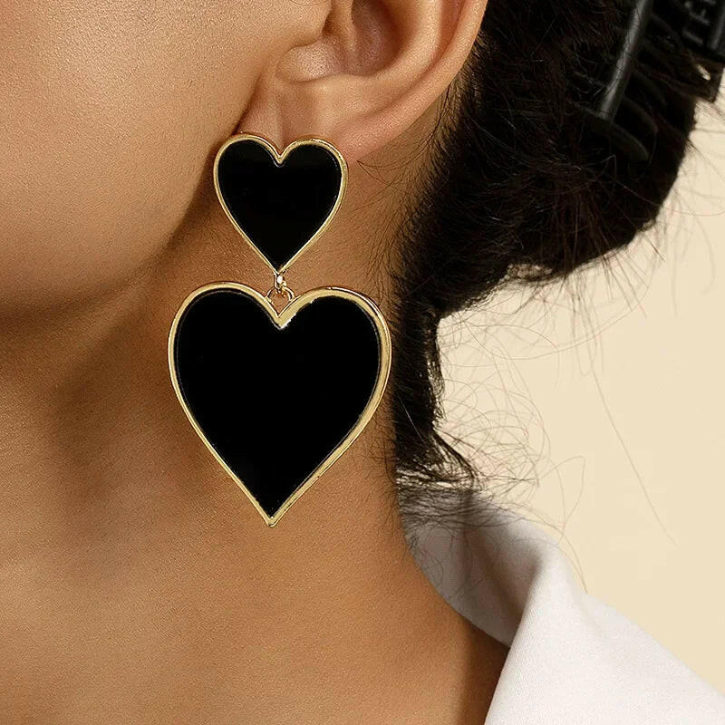 Metal Heart Dangle Post Earrings