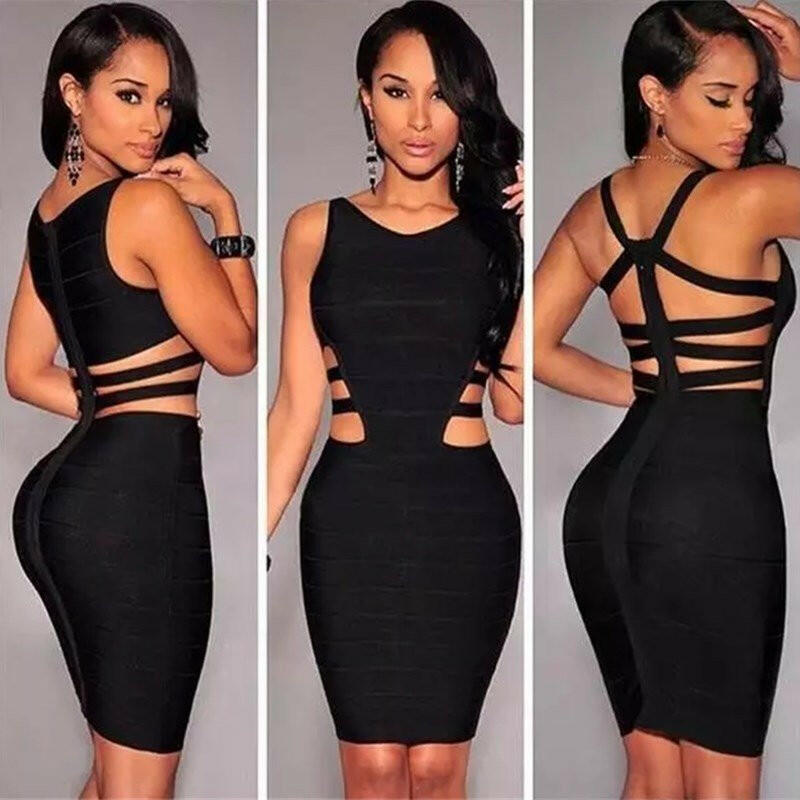 New Bandage Dresses For Women Black Sexy Sleeveless Ladies.