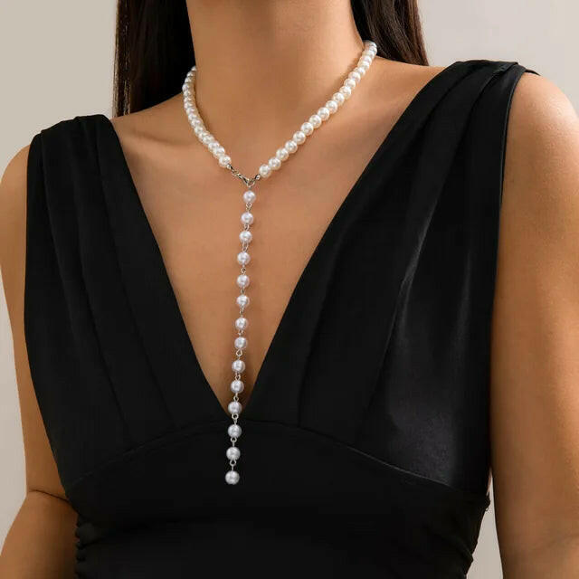 Pearl Fringe Long Niche Necklace