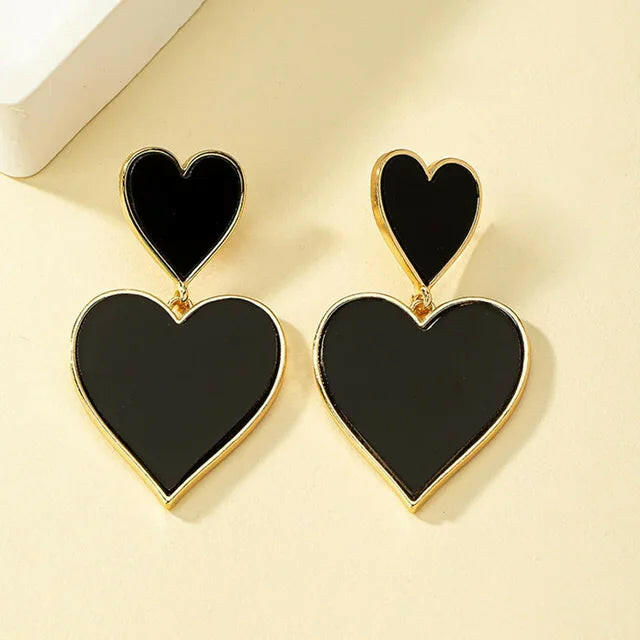 Metal Heart Dangle Post Earrings