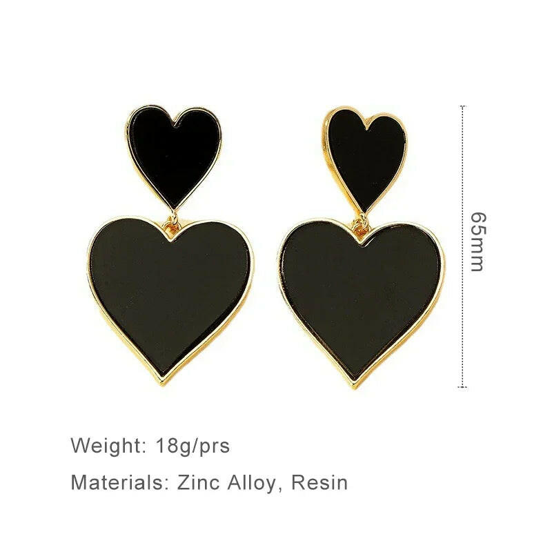 Metal Heart Dangle Post Earrings