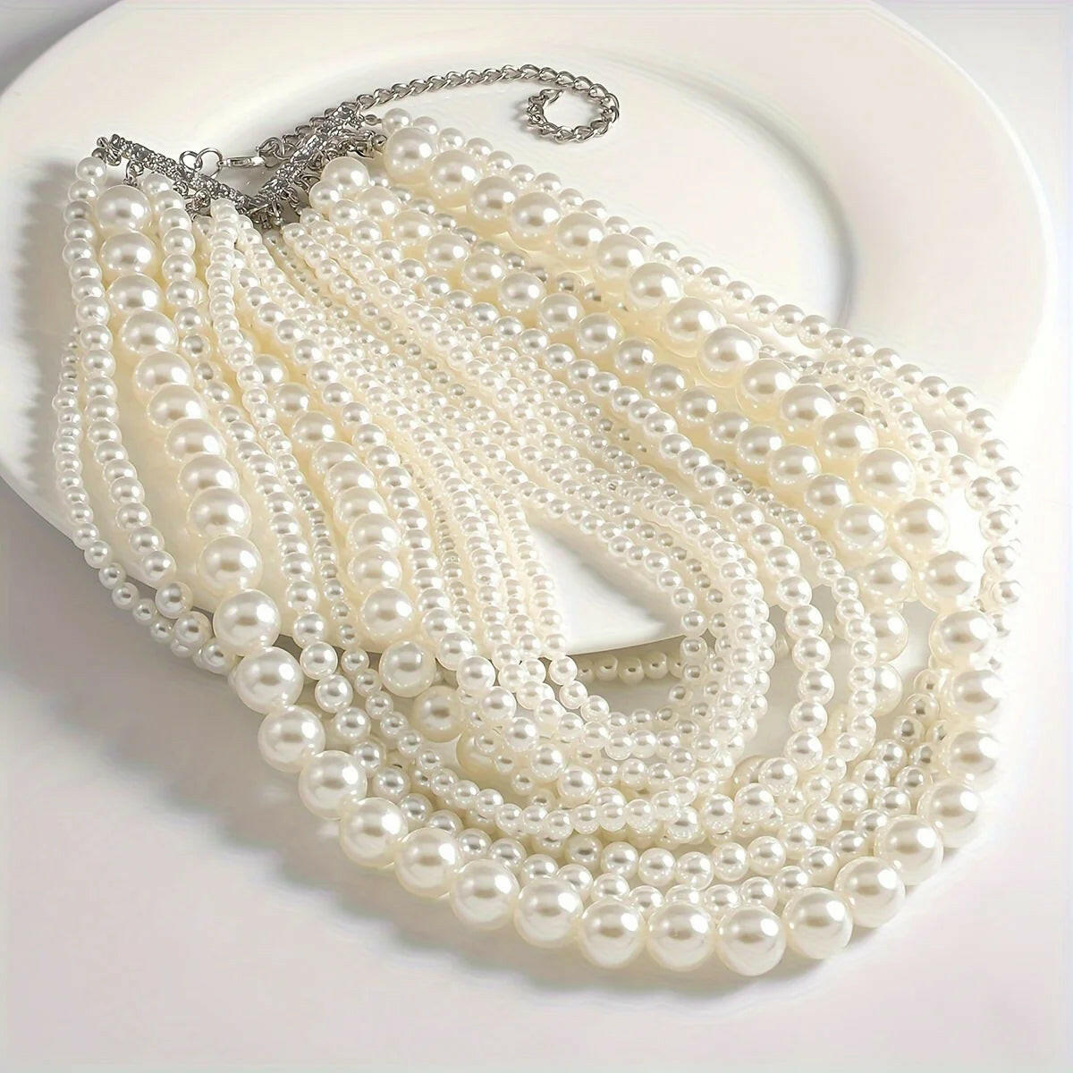 Elegent Multilayer Faux Pearl Crystal