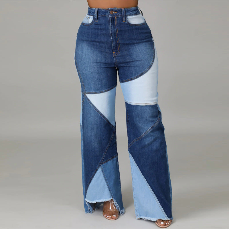 Washed Stitching Women's Fashion Trend Jeans.