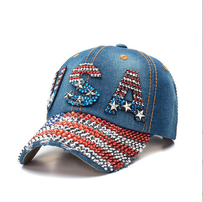 Unisex American flag cap, adult style (navy blue).