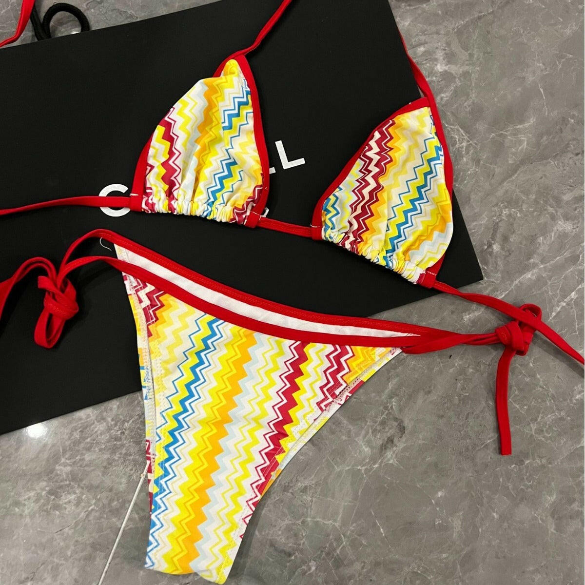 Three point swimsuit bikini strap.