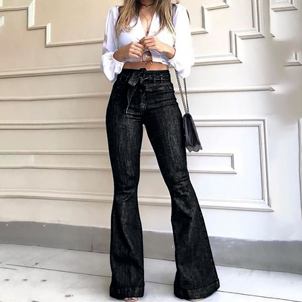 Women's Jeans High Waist Denim Flare Pants.