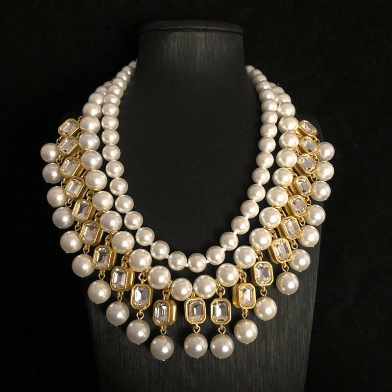 Gemstones pearl necklace