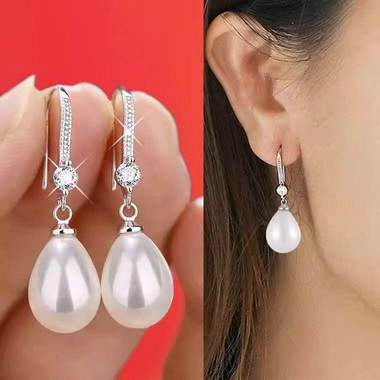 shell pearl group set with long earrings