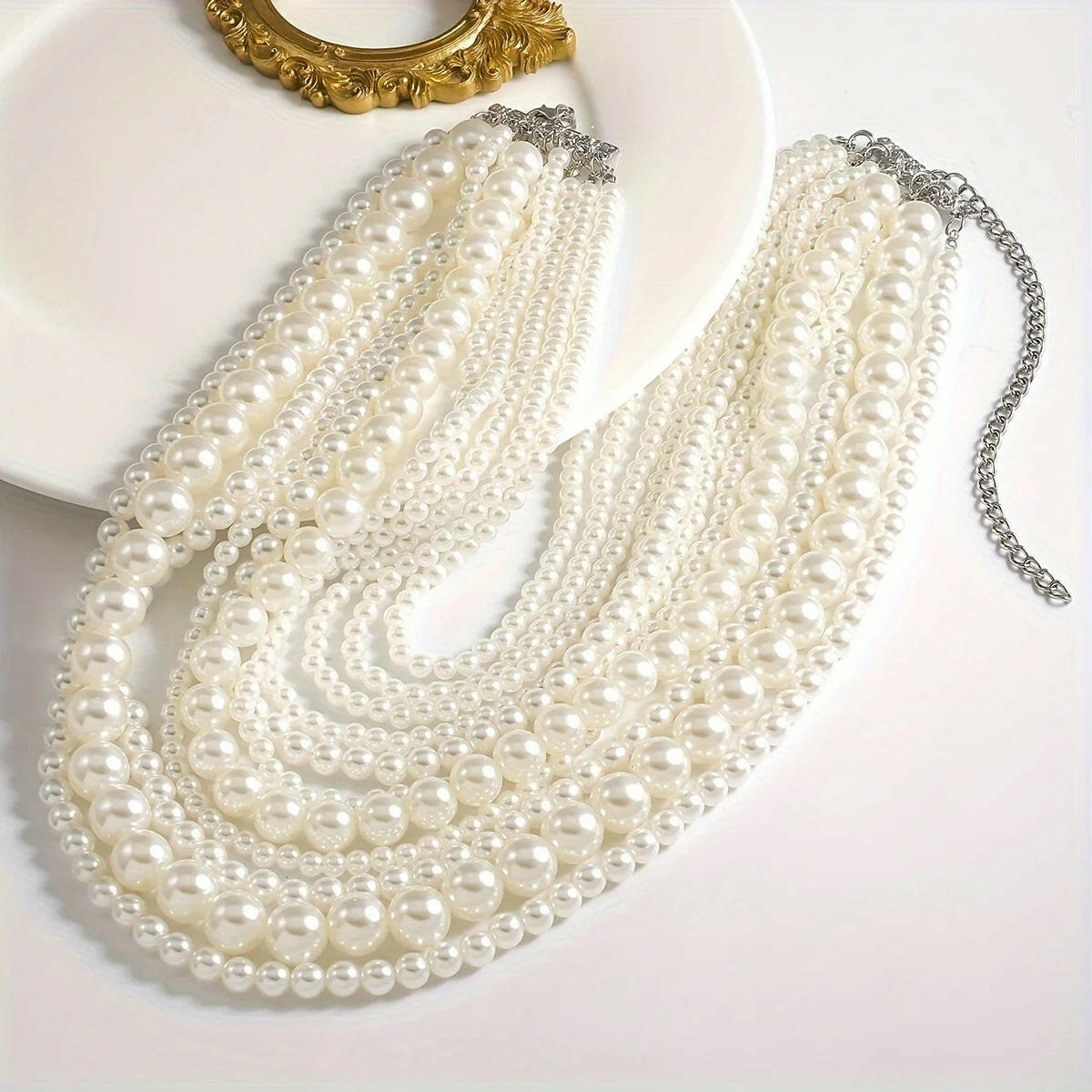 Elegent Multilayer Faux Pearl Crystal