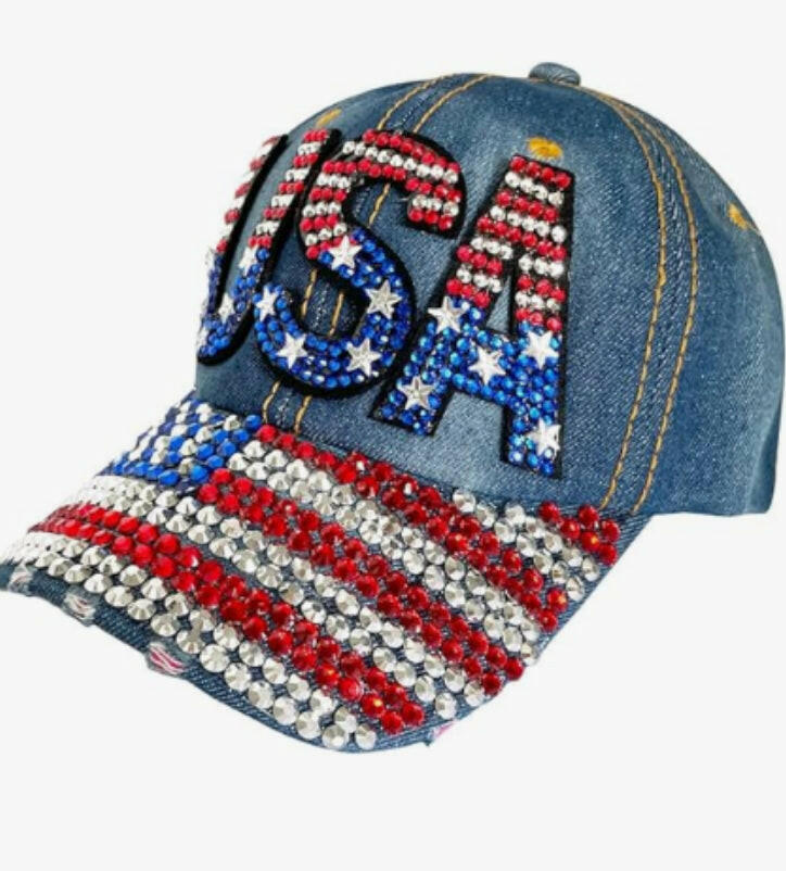 Unisex American flag cap, adult style (navy blue).