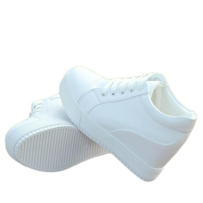 New Versatile Breathable White Shoes For Women Inner Height Increasing Casual Shoes.