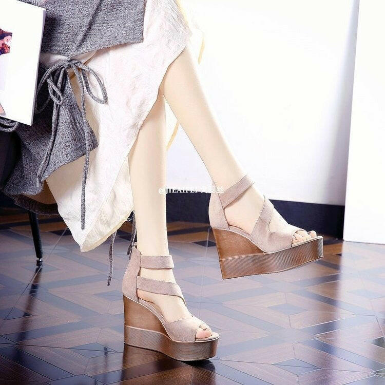 Women's Platform Wedge High Heel Peep Toe Sandals.