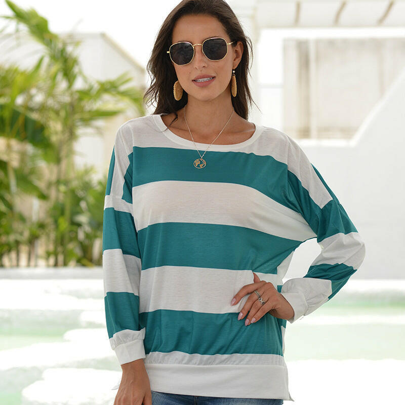 Stripe Simple Round Neck T Shirt.