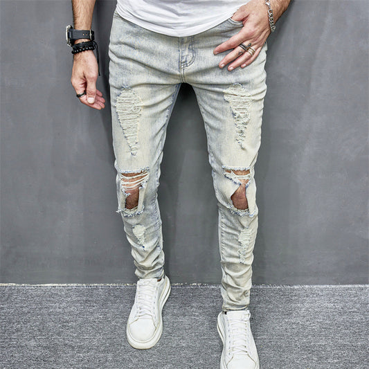 Skinny Motorcycle Jeans Men's Fashion.