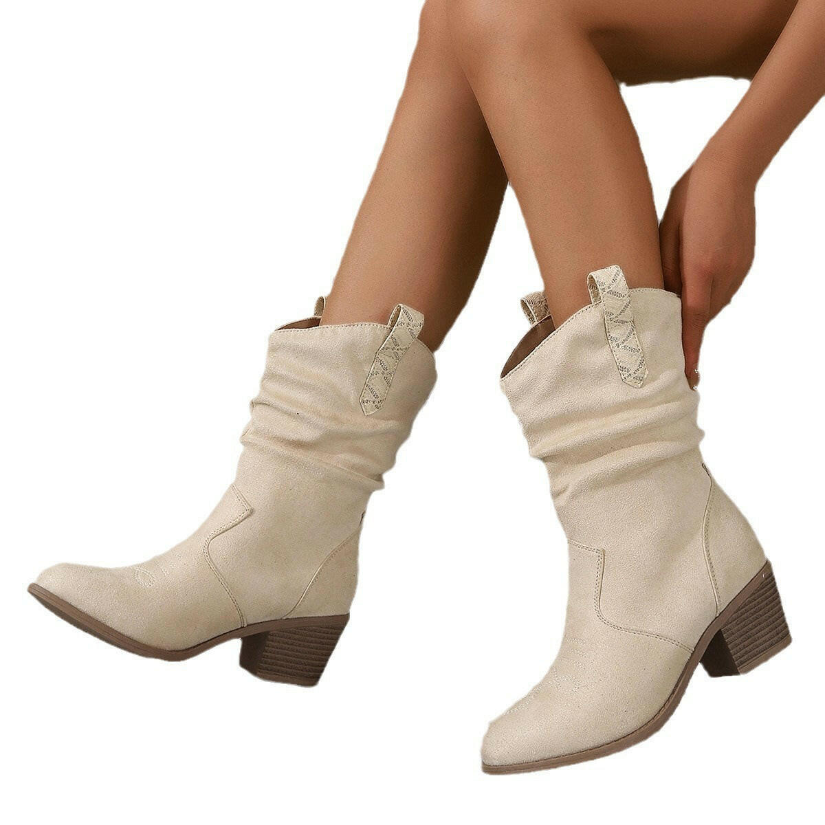 European And American Fashion Cloth Upper Fashion Plus Size Women's Boots.