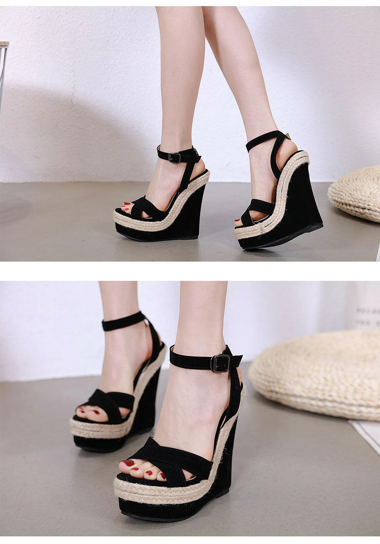 Hemp Rope Comfortable High Heels Wedge Sandals.