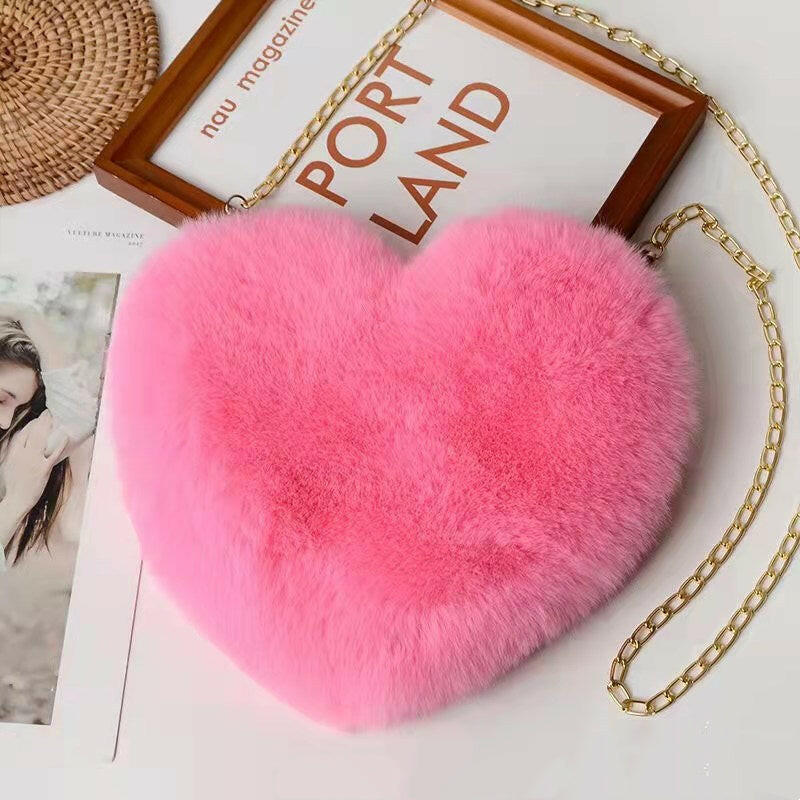 Love Bags For Women Plush Chain Shoulder Bags Valentine's Day Party Bag.