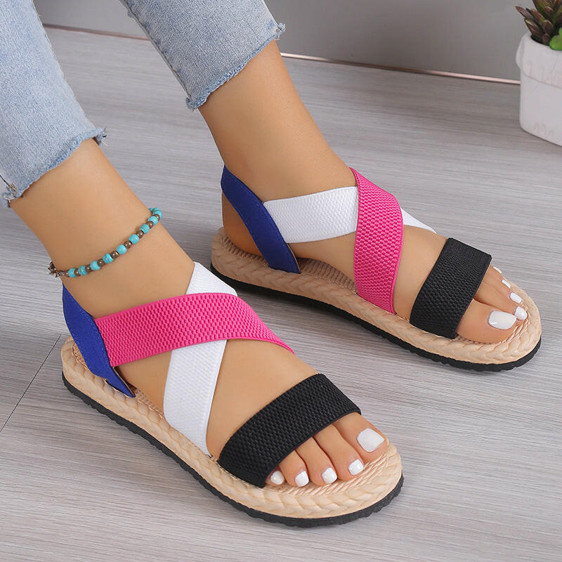 Flat Student Roman Shoes Soft Bottom Cross Plus Size.