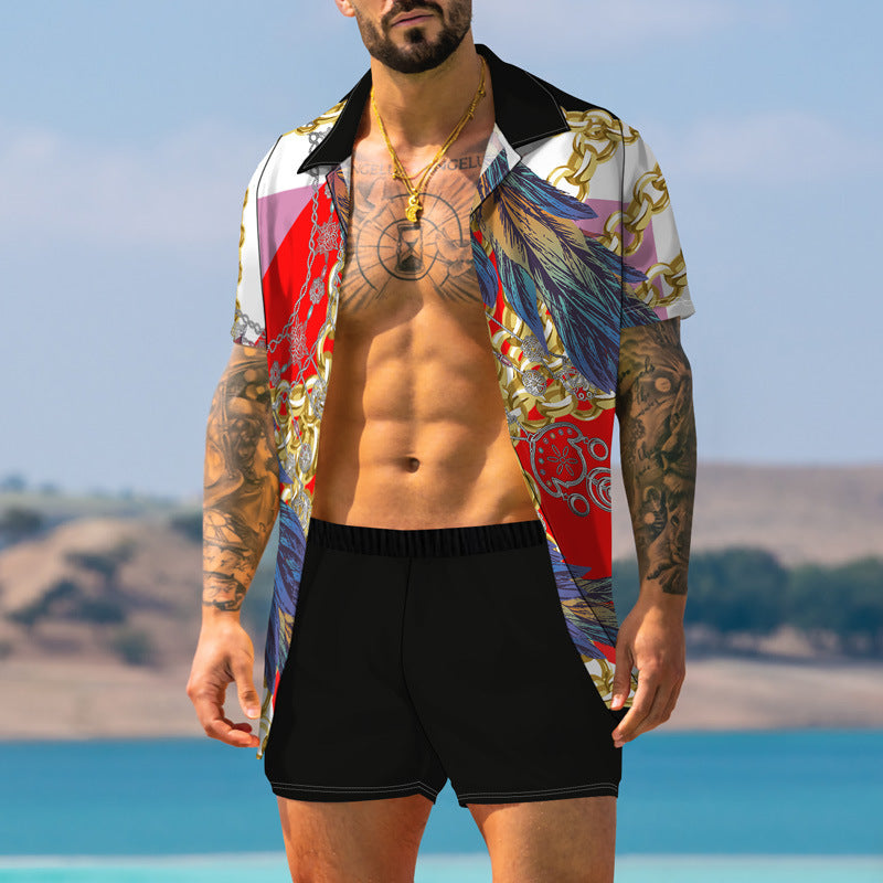 Retro Printed Trendy Shirt Suit For Men.