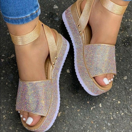 Rhinestone Sandals Summer Fashion Platform Shoes For Women.