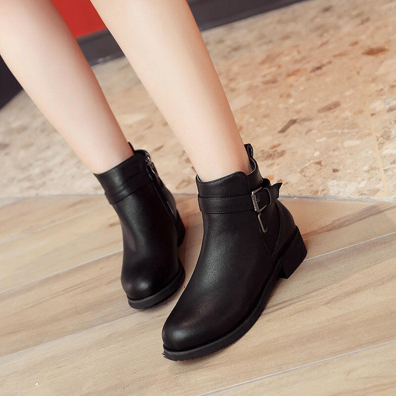 Martin Round Toe Short Low Heel Female Boots.