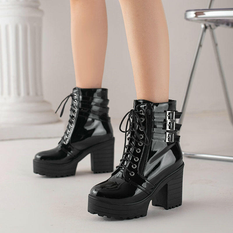 Women's Autumn And Winter Thick Heeled Short Boots.